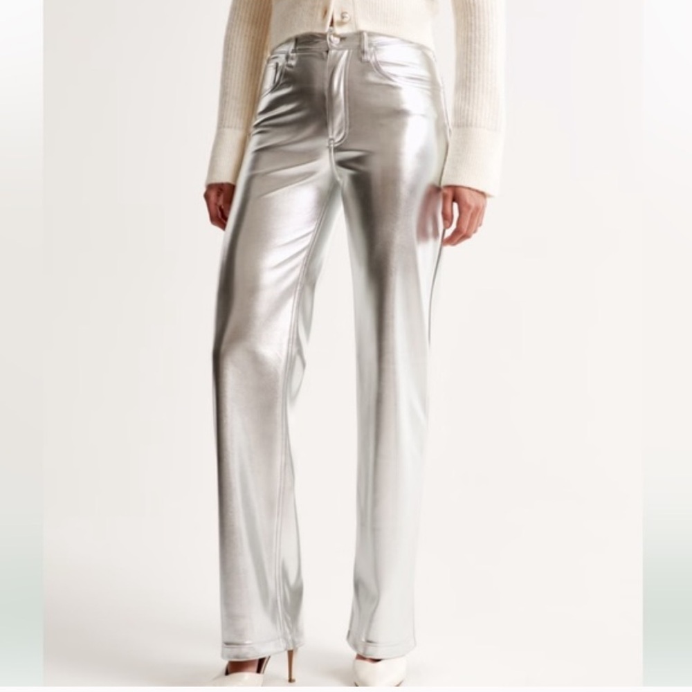 Vegan Leather silver metallic 90s Relaxed Pant